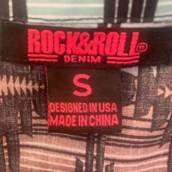 Women's Turquoise with Black and Chocolate Aztec Print Long Sleeve Western Shirt - Picture 7 of 8